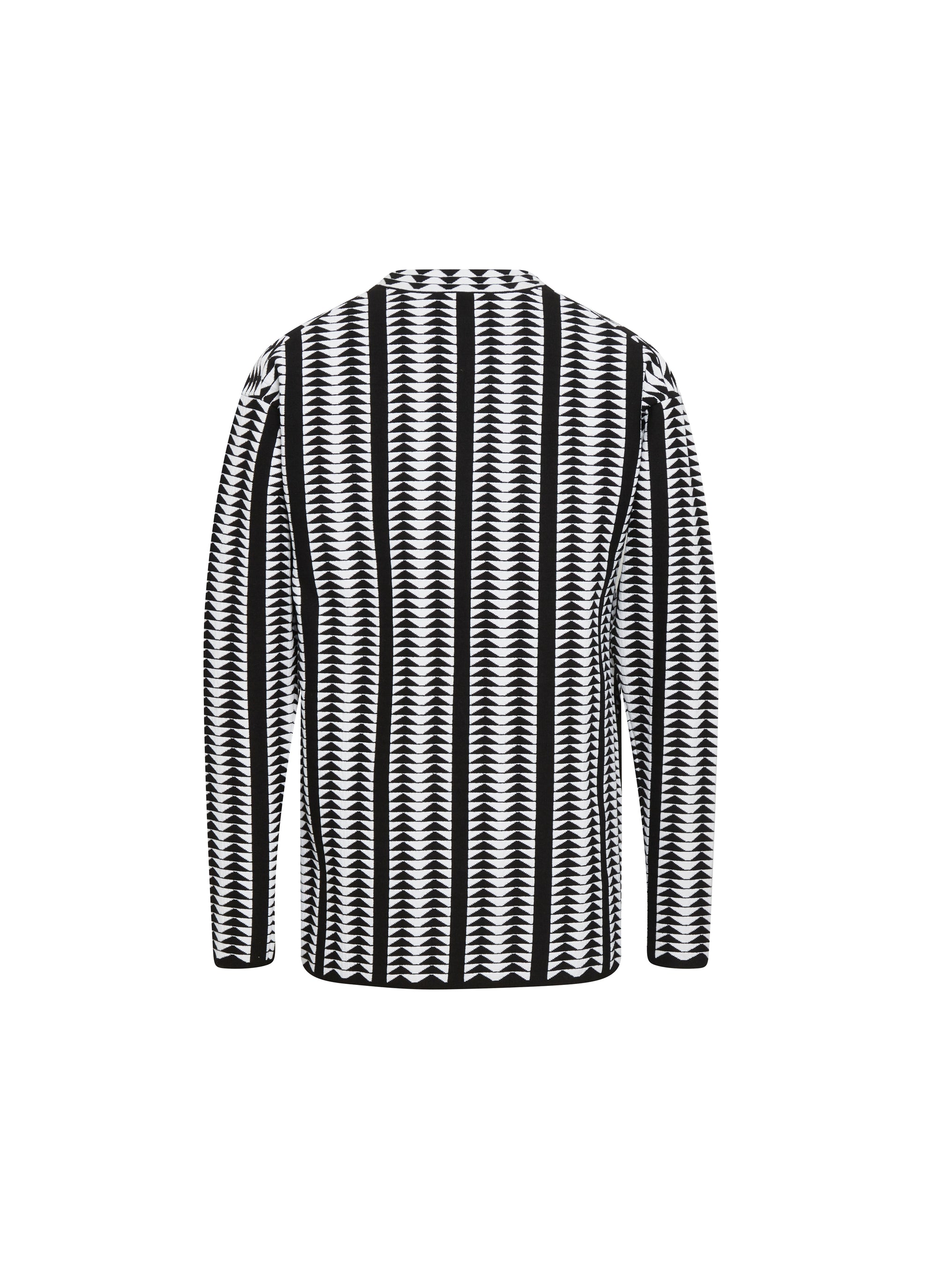 Long-sleeved jumper in wool print - Black & White