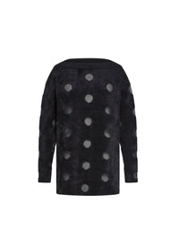 Pull perforé rond à manches longues - Noir
