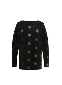 Pull à manches longues à motif transparent - Noir