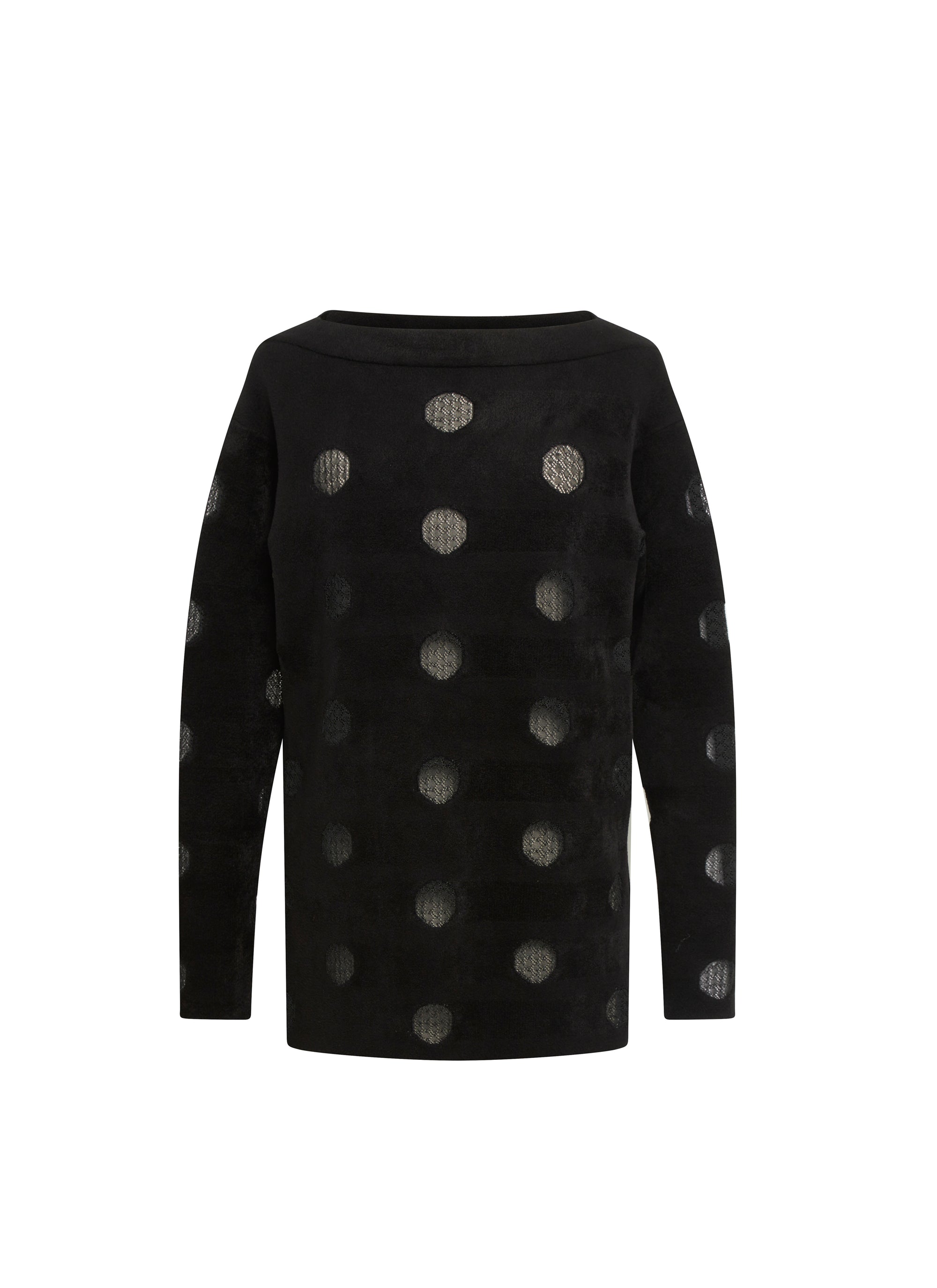 Pull à manches longues à motif transparent - Noir