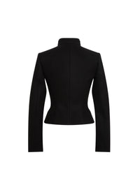 Veste courte cintrée à poches zippées en laine mélangée - Noir
