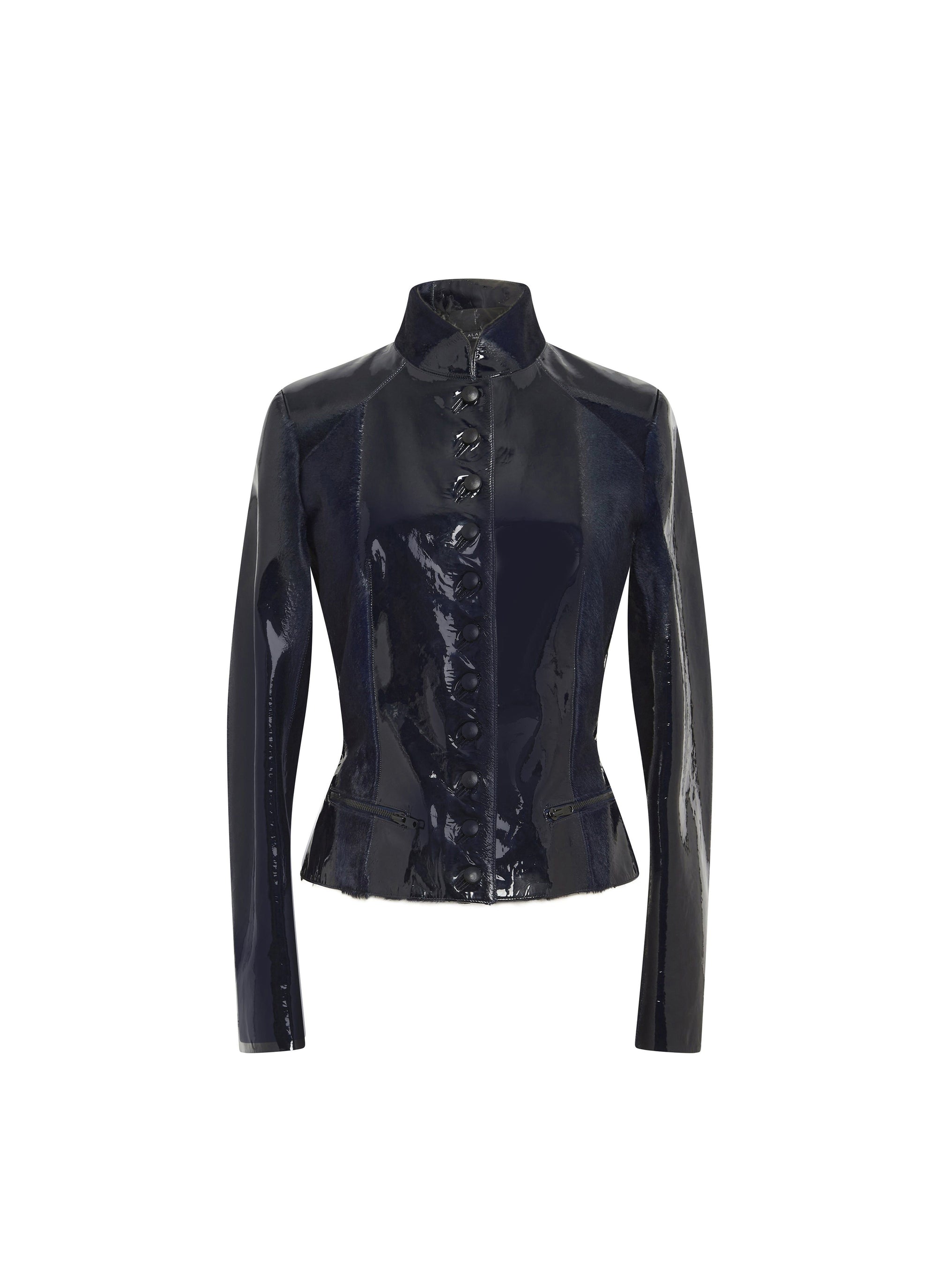 Veste courte en cuir verni - Saphir