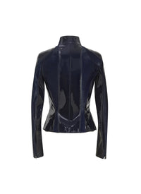 Veste courte en cuir verni - Saphir