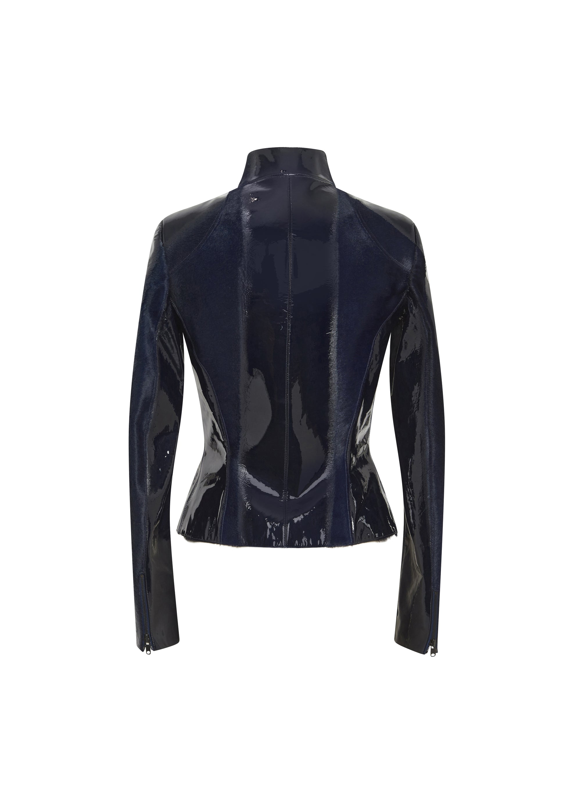 Veste courte en cuir verni - Saphir