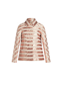 Veste classique à broderie vague en laine et cachemire - Aubergine