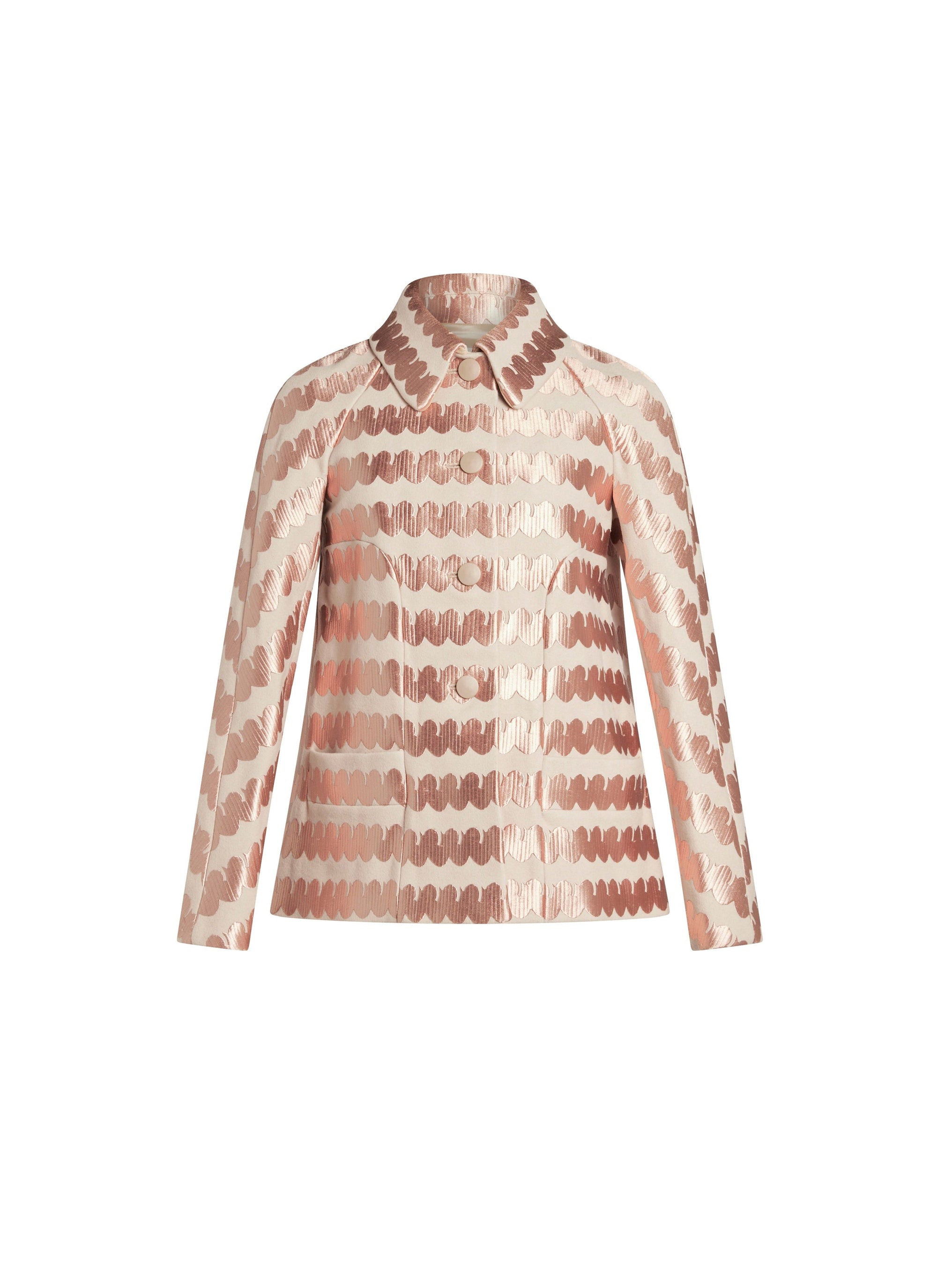 Veste classique à broderie vague en laine et cachemire - Aubergine