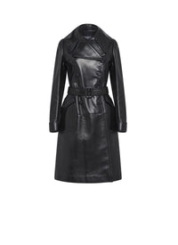 Belted leather coat - Black intense