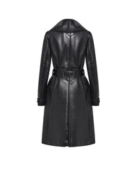 Belted leather coat - Black intense