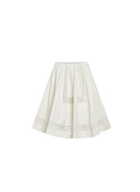 Perforated flared skirt - White