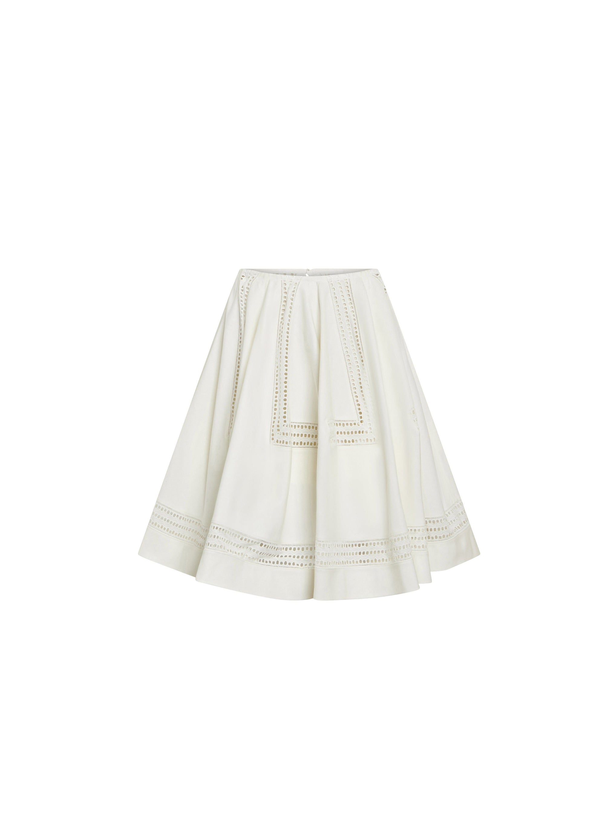Perforated flared skirt - White
