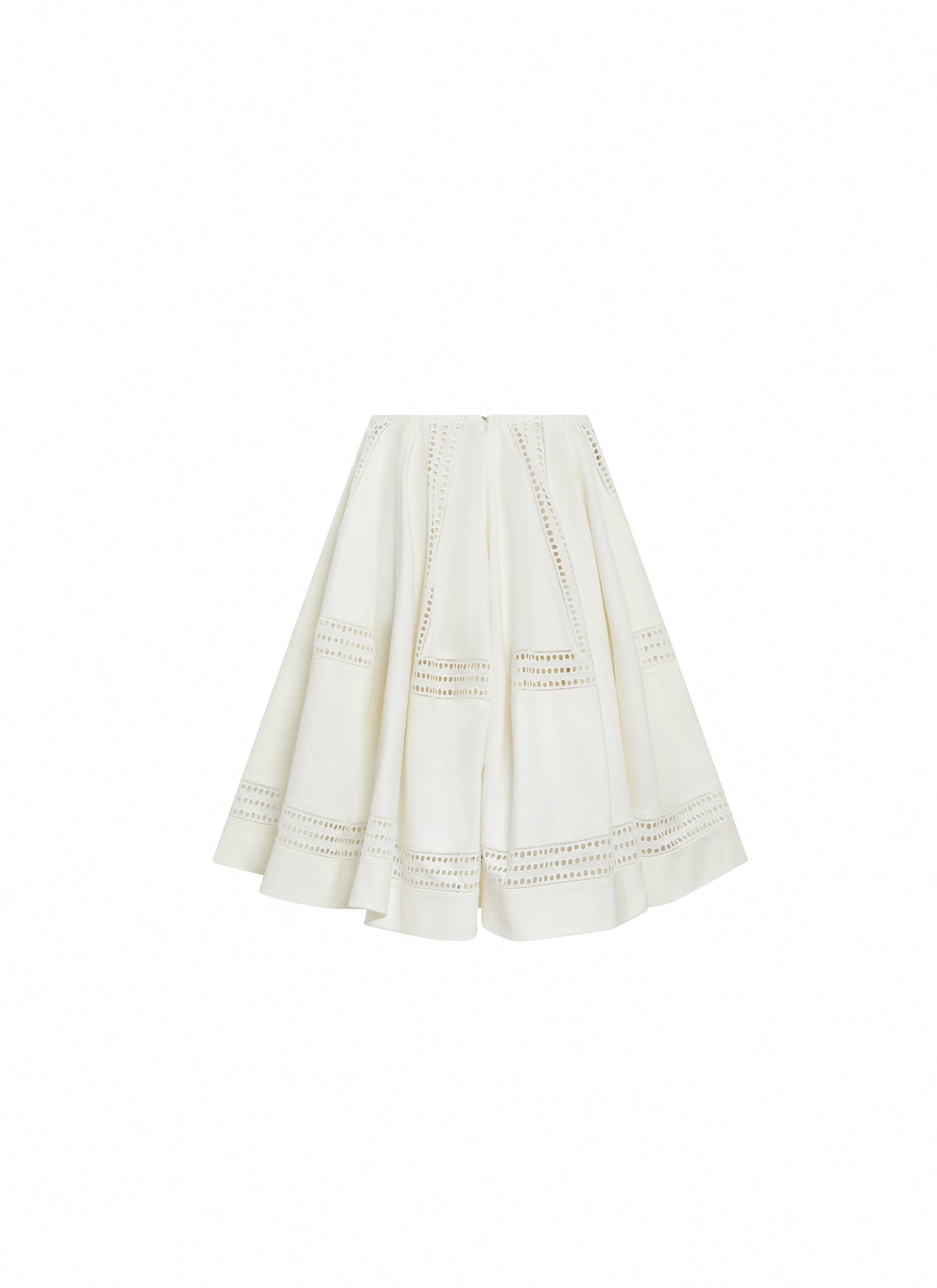 Perforated flared skirt - White