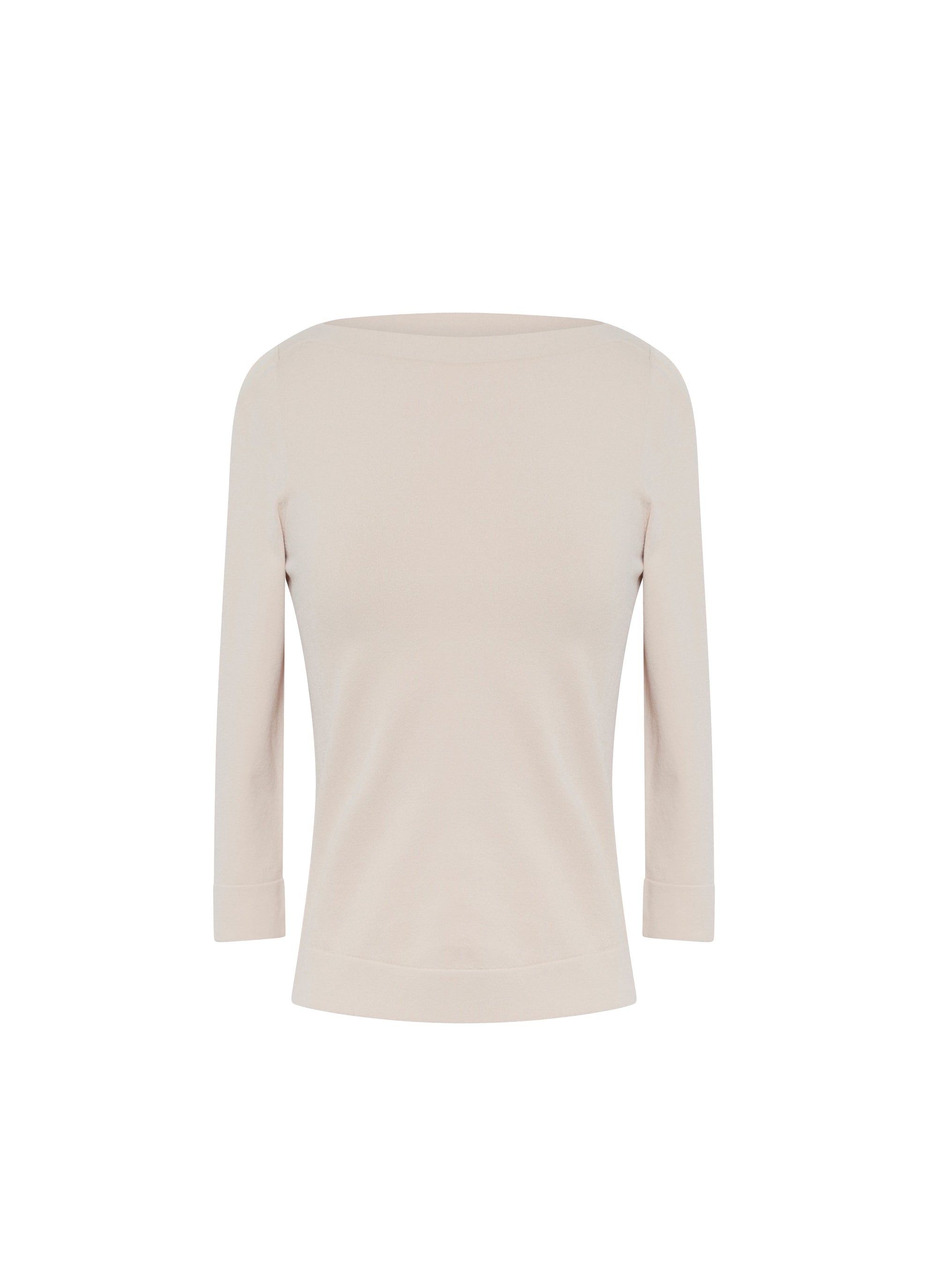 Fitted top with three-quarter length sleeves - Sand & Black