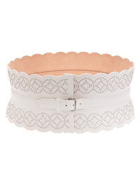 Ceinture corset à détails argentés en cuir - Blanc Optique