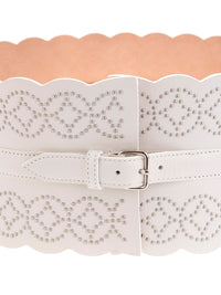 Ceinture corset à détails argentés en cuir - Blanc Optique