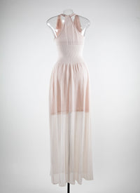 Robe longue en soie - Beige