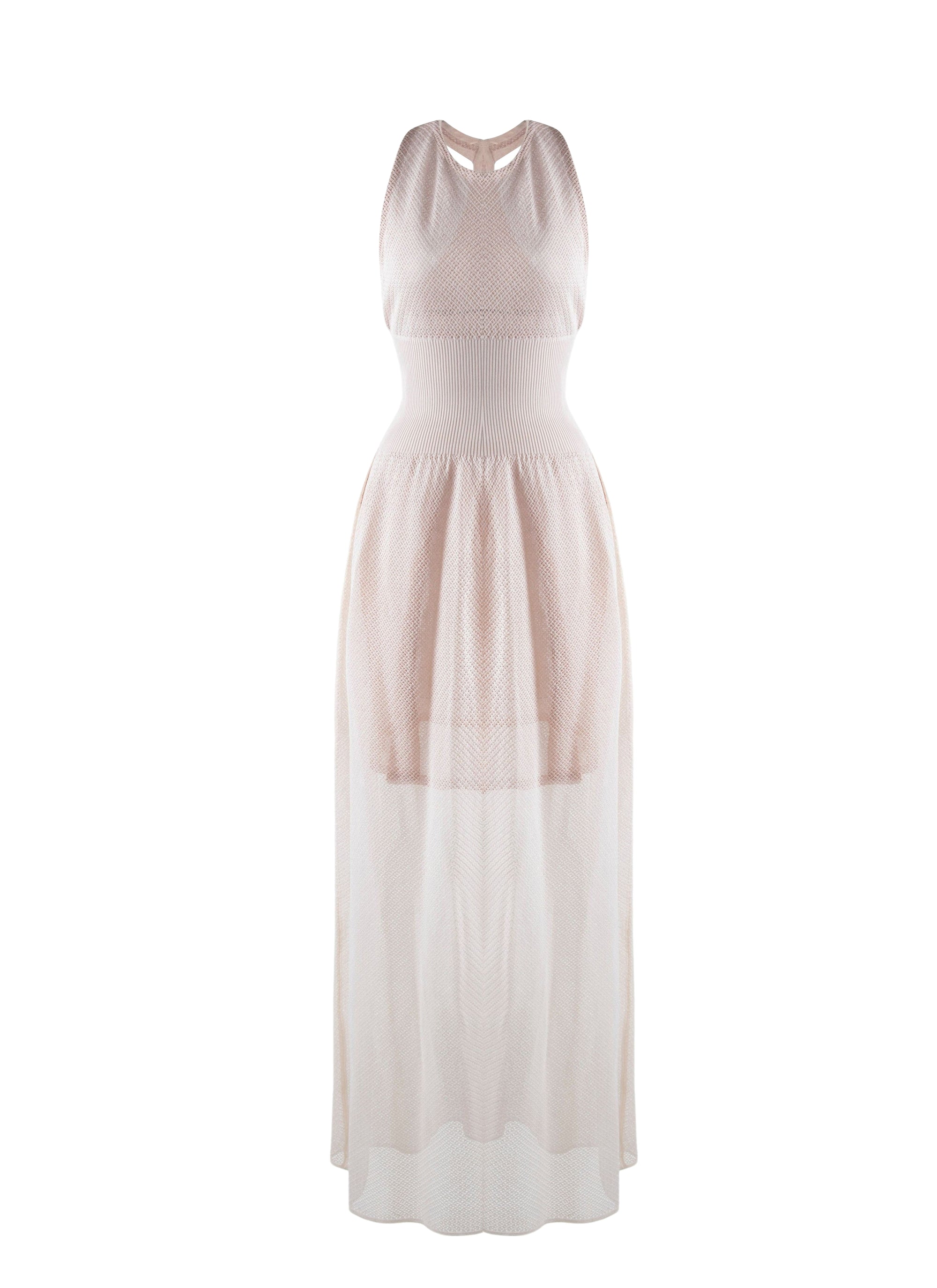 Robe longue en soie - Beige
