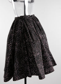 Jupe évasée taille haute à motifs - Noir & Rose