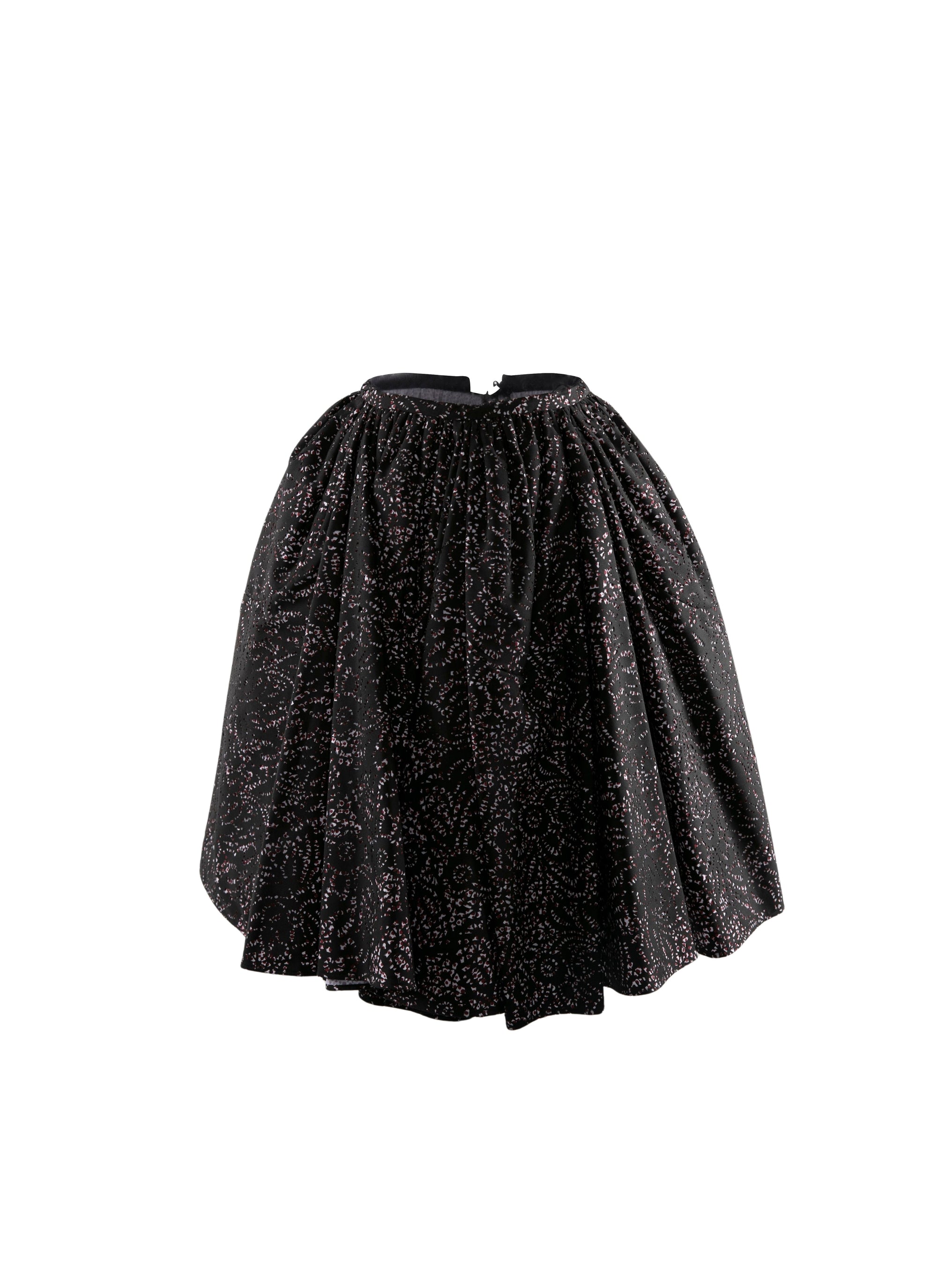Jupe évasée taille haute à motifs - Noir & Rose