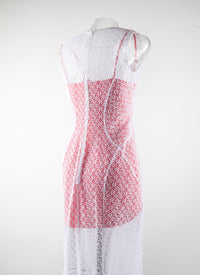 Robe fourreau - Blanc & Rouge