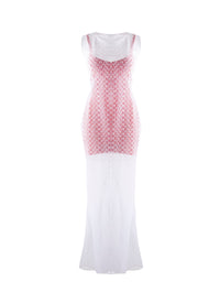 Robe fourreau - Blanc & Rouge