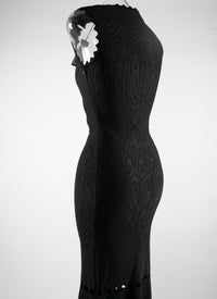 Printed sleeveless maxi dress with openwork detailing - Black intense