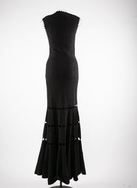 Printed sleeveless maxi dress with openwork detailing - Black & Pink