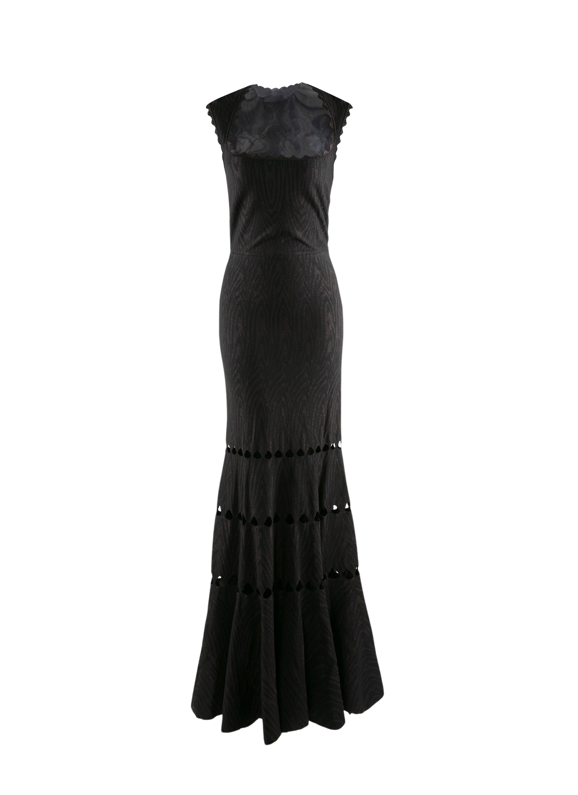 Printed sleeveless maxi dress with openwork detailing - Black & Pink