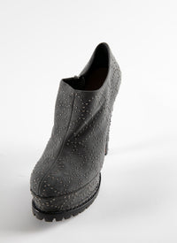 Studded leather platform ankle boots - Anthracite