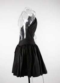 Robe courte à lacets en soie - Noir