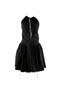 Robe courte à lacets en soie - Noir