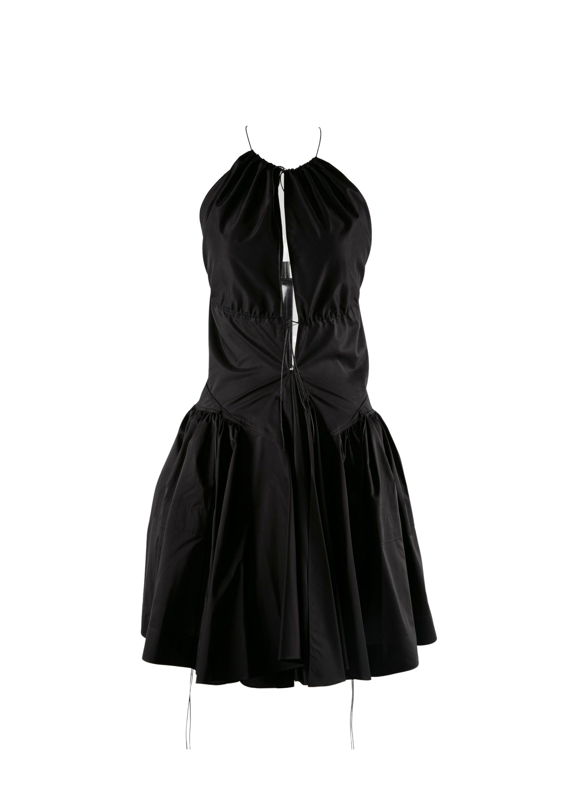 Robe courte à lacets en soie - Noir