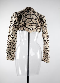 Boléro court en cuir à imprimé animalier - Multicolore