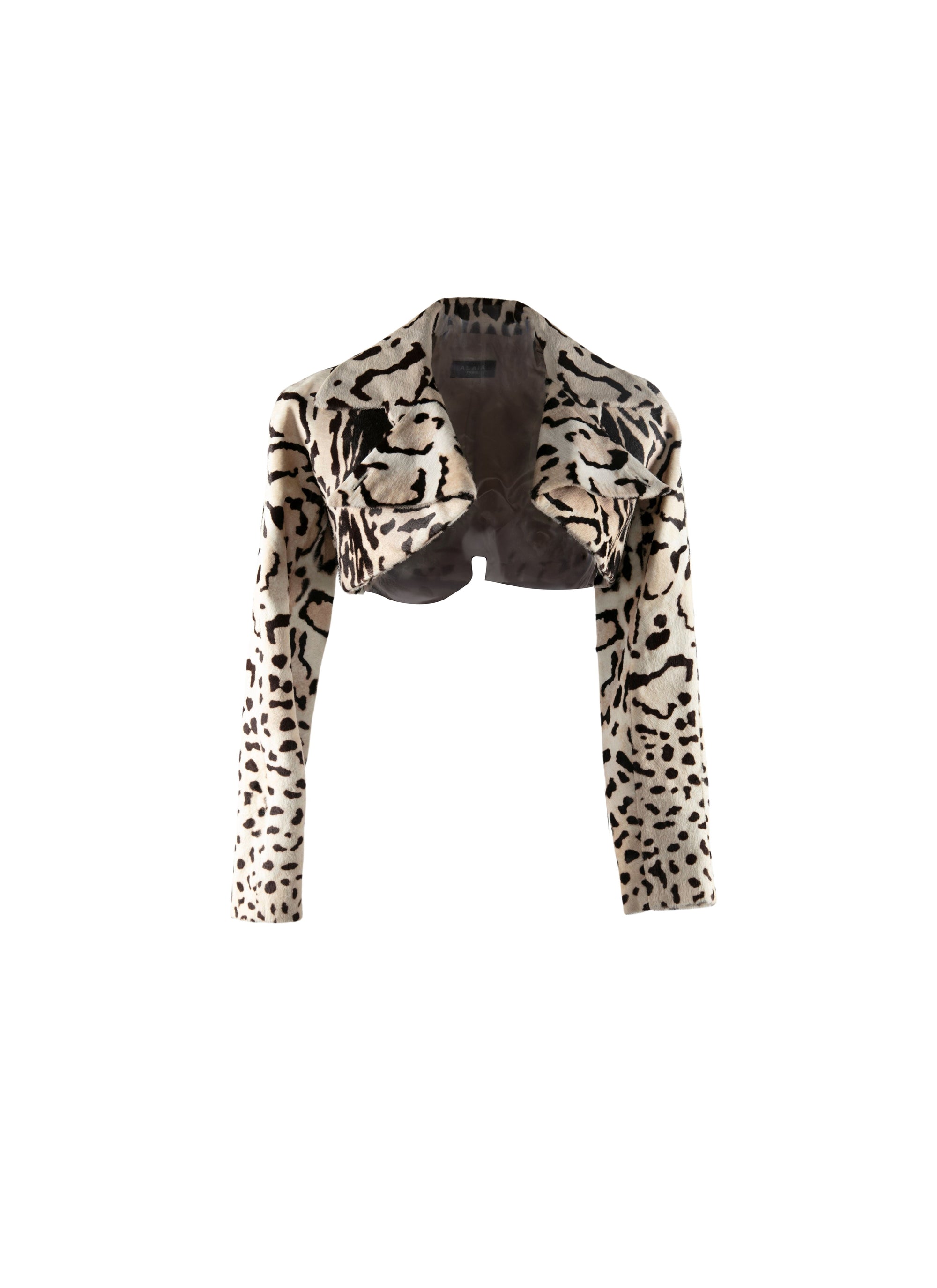 Boléro court en cuir à imprimé animalier - Multicolore