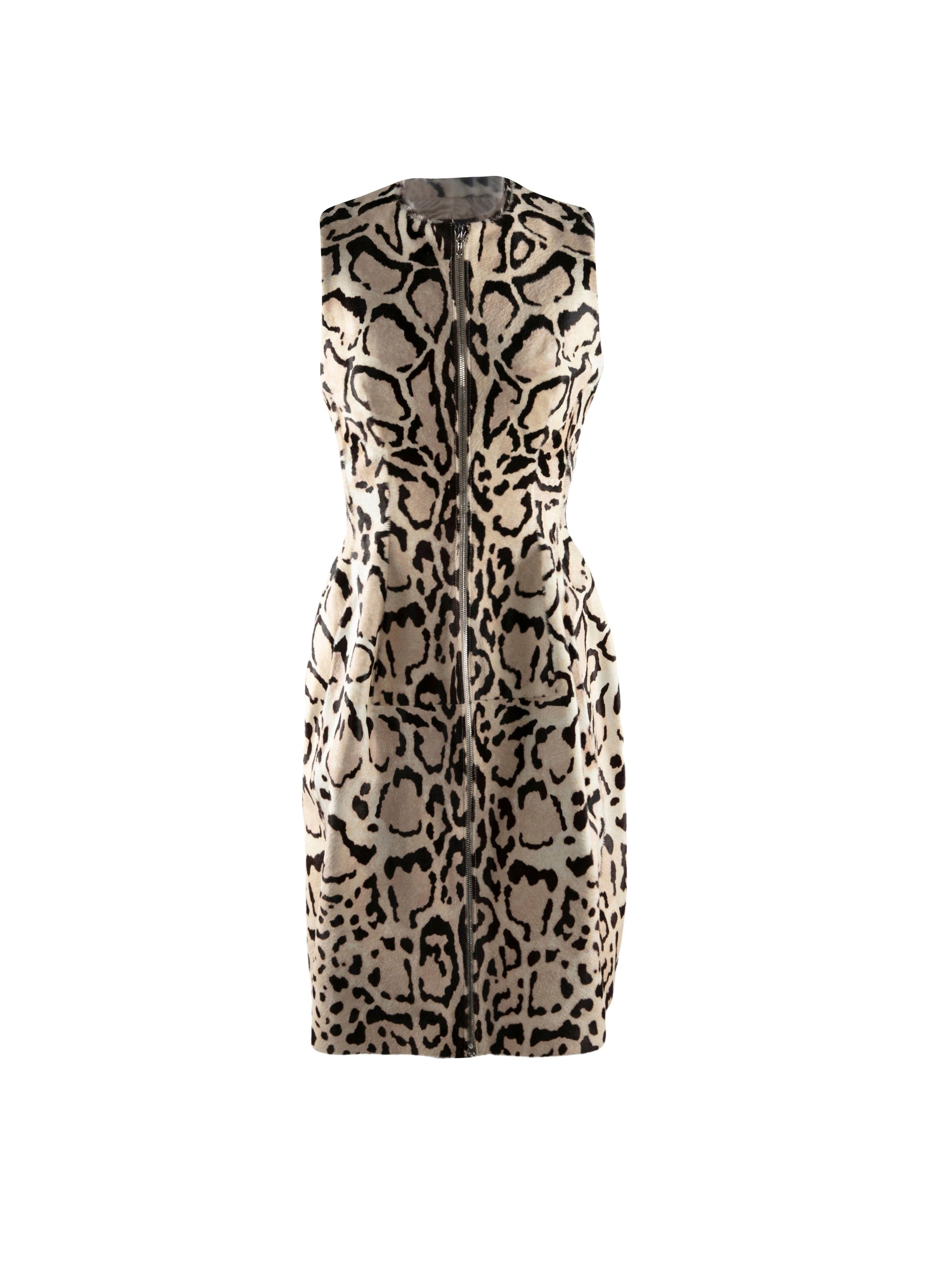 Robe zip en cuir - Marron