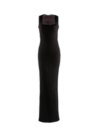 Openwork square neck sleeveless maxi dress - Black & Pink