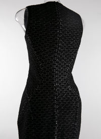 Robe longue ajourée à col carré sans manches - Noir & Gris