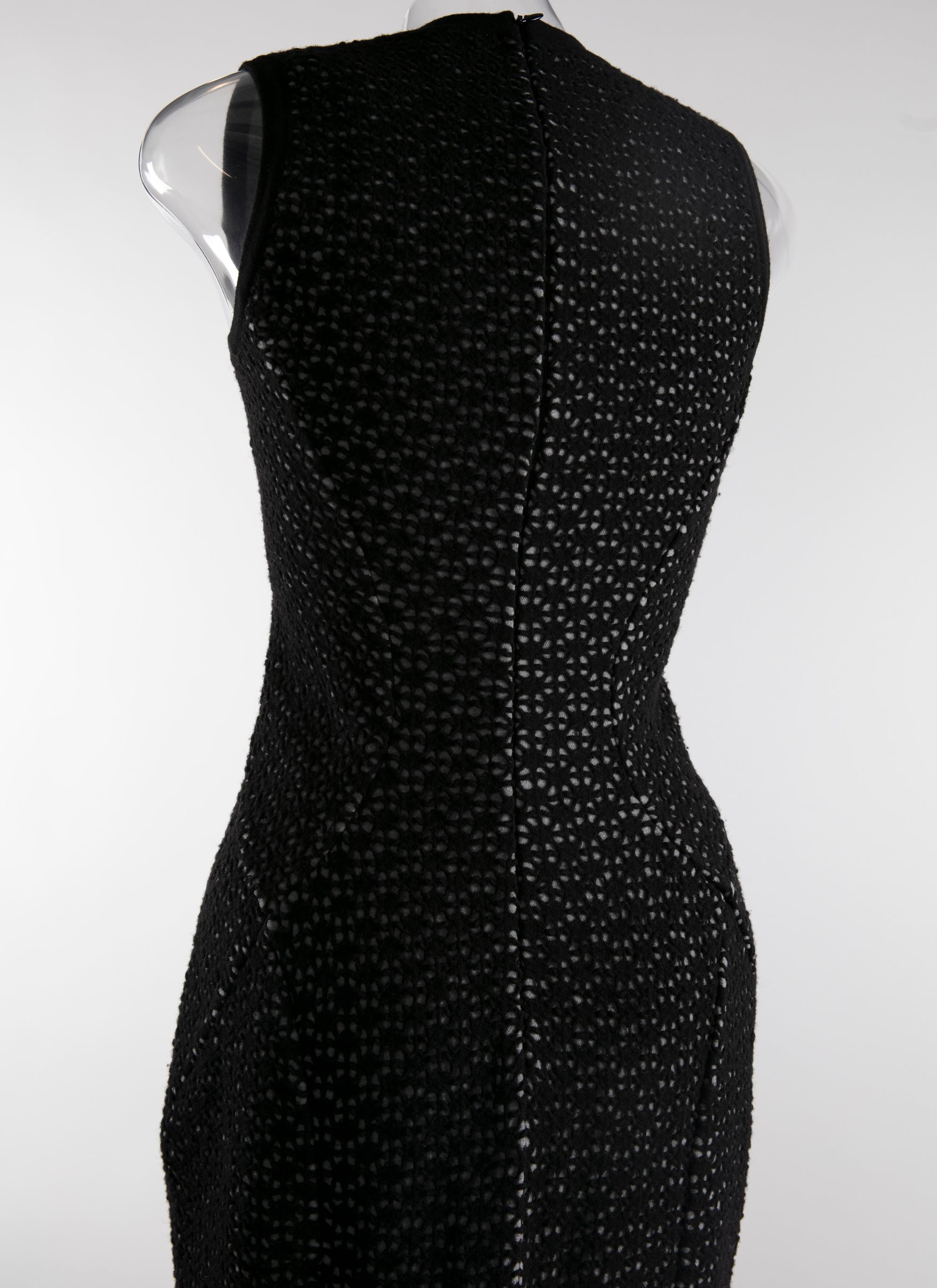 Robe longue ajourée à col carré sans manches - Noir & Gris