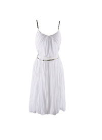 Pleated dress with cut-outs and chains - Optic White