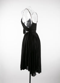 Pleated dress with cut-outs and chains - Black intense