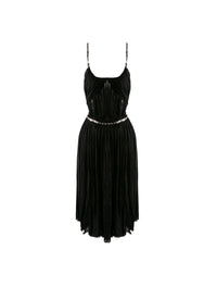 Pleated dress with cut-outs and chains - Black intense