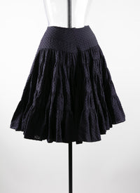 Ruffled flared skirt with polka dots - Indigo