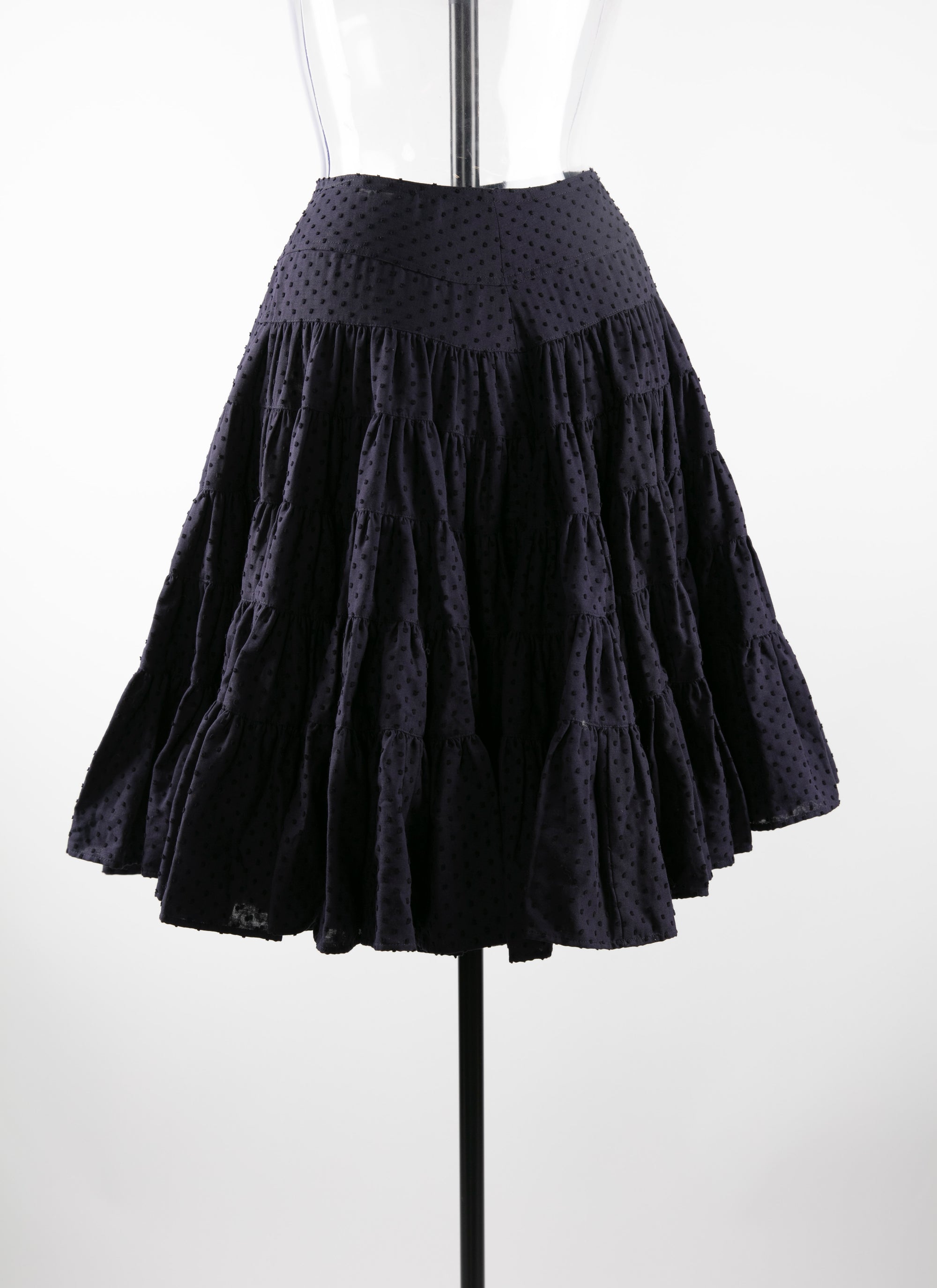 Ruffled flared skirt with polka dots - Indigo