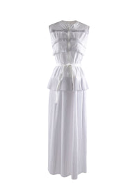 Perforated pleated sleeveless maxi dress - Optic White