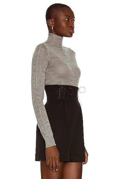 Cashmere long sleeve turtleneck jumper - China Grey