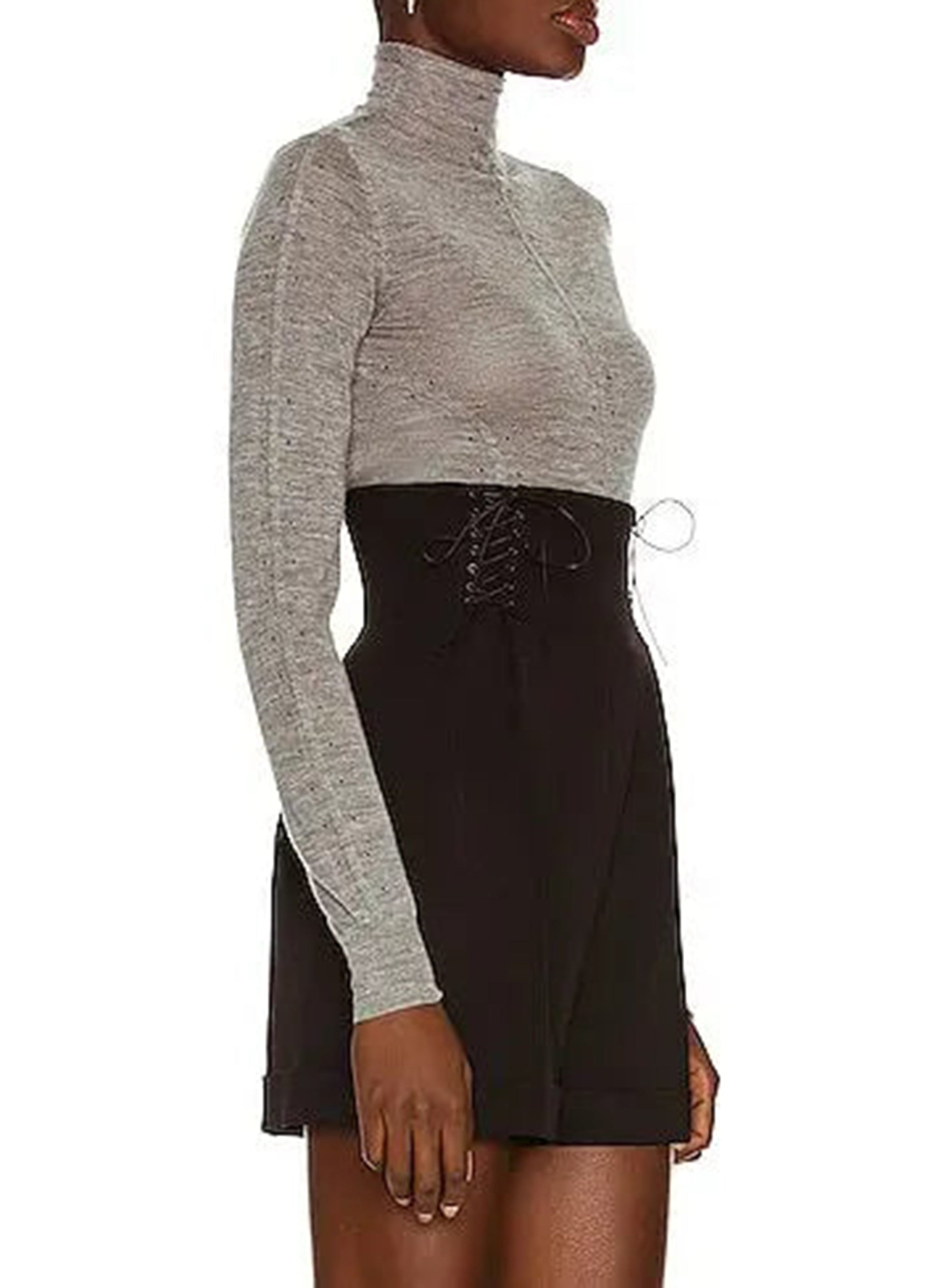 Long-sleeved cashmere turtleneck jumper - Mottled grey