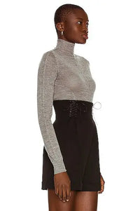 Long-sleeved cashmere turtleneck jumper - China Grey