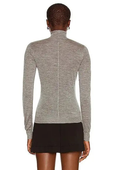 Long-sleeved cashmere turtleneck jumper - Mottled grey