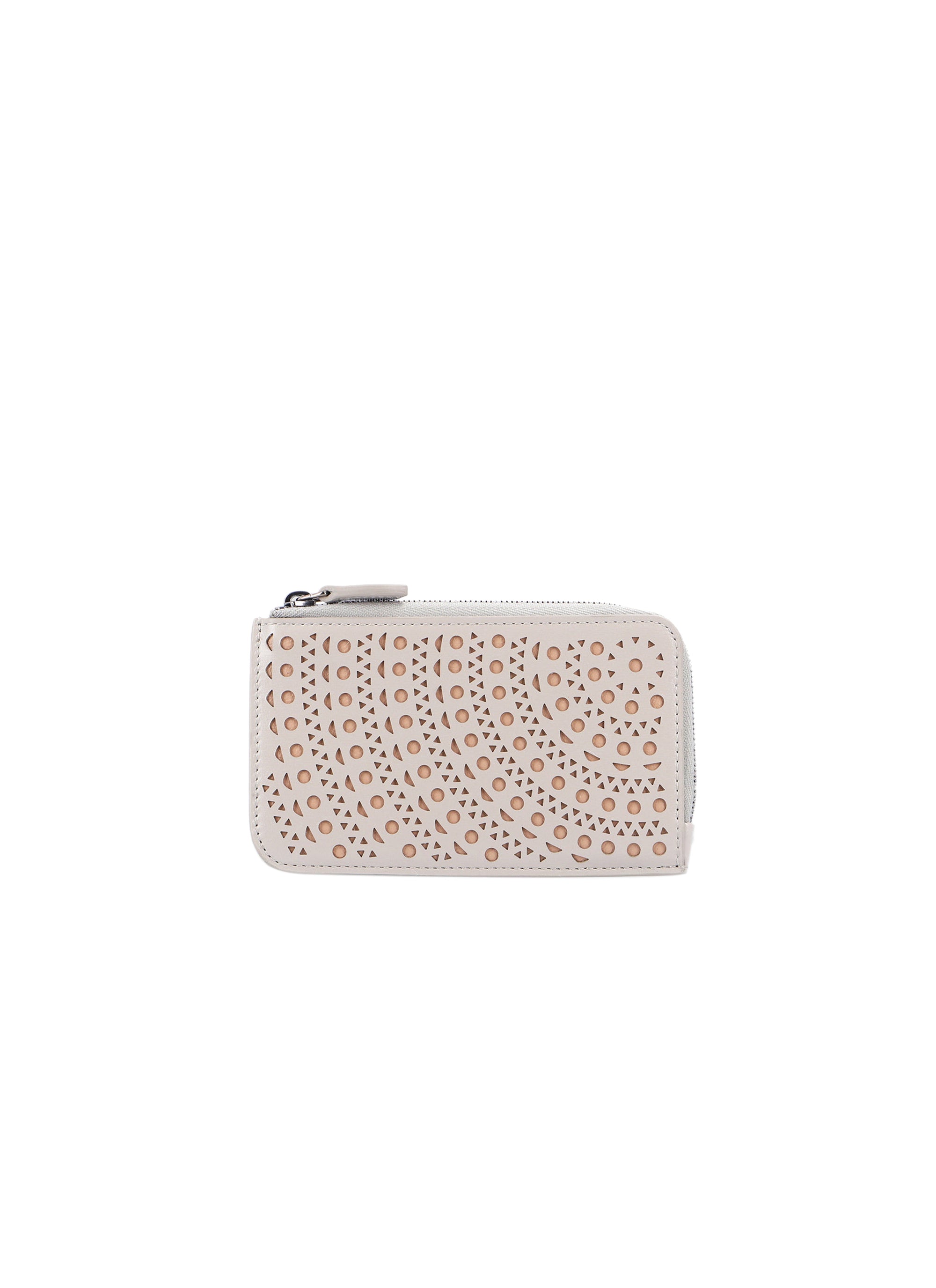 Porte-cartes zippé ajouré en cuir - Perle & Sable
