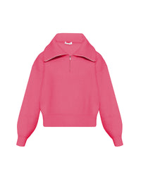 Wool zip neck jumper - Candy
