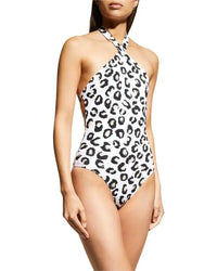 One-piece swimming costume - White & Black